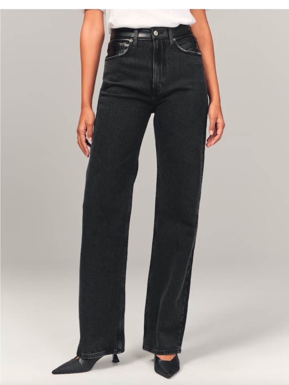 The 90s Straight Ultra High Rise Leather-Jeans